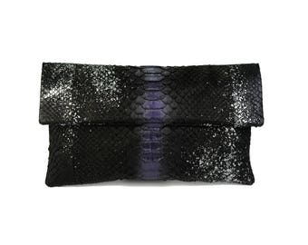 ★ JEDREFEB5★ Slant Flap Bag Black Ivory j23bsh001 Metallic Olive Green Snakeskin Clutch | Foldover Clutch Bag