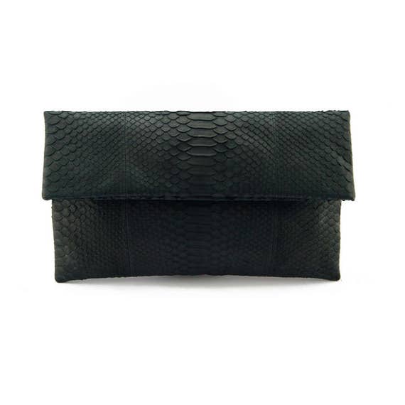 Black snakeskin clutch bag hotsell