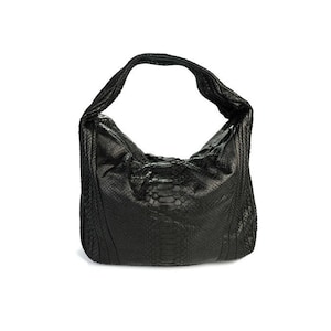 Black snakeskin large hobo bag |  shoulder bag | leather tote bag | python bag | leather hobo bag | snakeskin bag | overnight bag