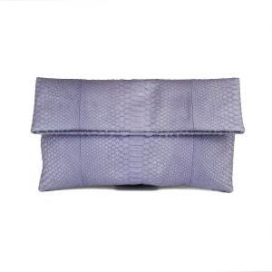 ¡Oferta! Bolso de mano de piel de serpiente de color violeta claro / bolso de mano plegable / bolso de mano de cuero / bolso de pitón / bolso de piel de serpiente