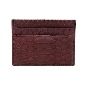 Kastanienbraune Python-Kartenhalter | Kartenetui aus Leder | 5-Fach Kartenhalter | schlankes Kartenetui | Namenskärtchen | minimalistische Geldbörse | schlankes Portemonnaie