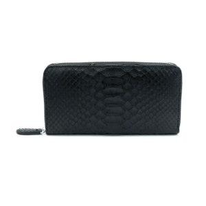 ¡Oferta! Cartera con cremallera para mujer / Cartera de piel de pitón auténtica / Cartera para teléfono / Cartera larga para mujer / Cartera con cremallera / Cartera de piel negra
