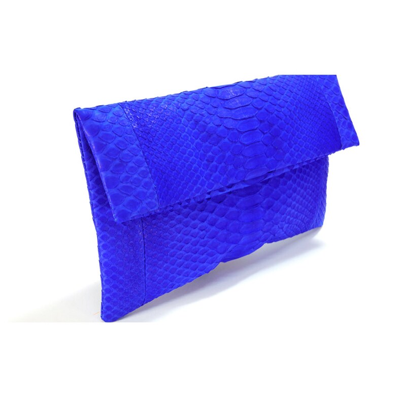 Cobalt Blue Snakeskin Clutch Foldover Clutch Bag Spring Etsy Singapore