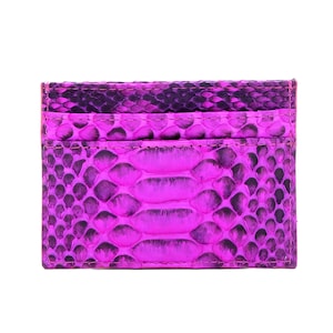 Porta carte con motivo rosa / porta carte in pelle di serpente / porta carte a 5 scomparti / porta carte sottile / porta biglietti da visita / portafoglio minimalista / portafoglio sottile
