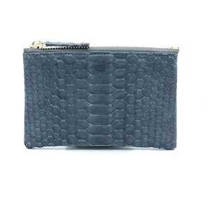 Graue Schlangenleder Geldbörse | kleines Ledertäschchen | kleines Portemonnaie aus Leder | Kleingeldbeutel aus Leder | Python Täschchen | schmales Portemonnaie | minimalistische Geldbörse