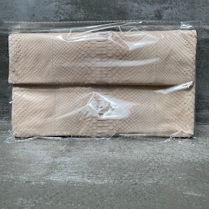 Bolso de mano de piel de serpiente beige / bolso de mano plegable / bolso de mano tipo sobre / bolso de mano de piel / bolso de pitón / bolso de piel de serpiente