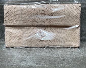 Pochette in pelle di serpente beige / pochette pieghevole / pochette a busta / pochette in pelle / borsa in pitone / borsa in pelle di serpente