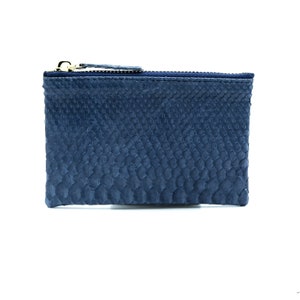 Bolso de piel de serpiente azul marino / bolsa pequeña de cuero / billetera pequeña de cuero / bolsa de monedas de cuero / bolsa de pitón / billetera delgada / billetera minimalista