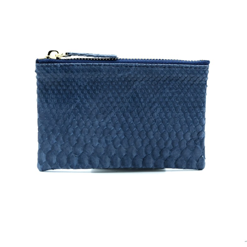 small leather pouch minimalist wallet python pouch Navy blue snakeskin purse small leather wallet slim wallet leather coin pouch