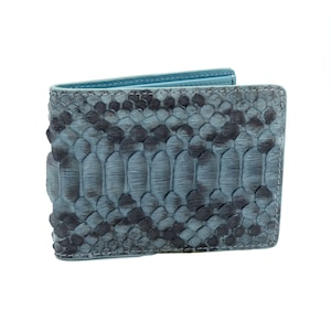 Herren Echt grau Motiv Python Leder Bifold Portemonnaie | Schlangenleder Portemonnaie | schmales Portemonnaie | minimalistisches Portemonnaie