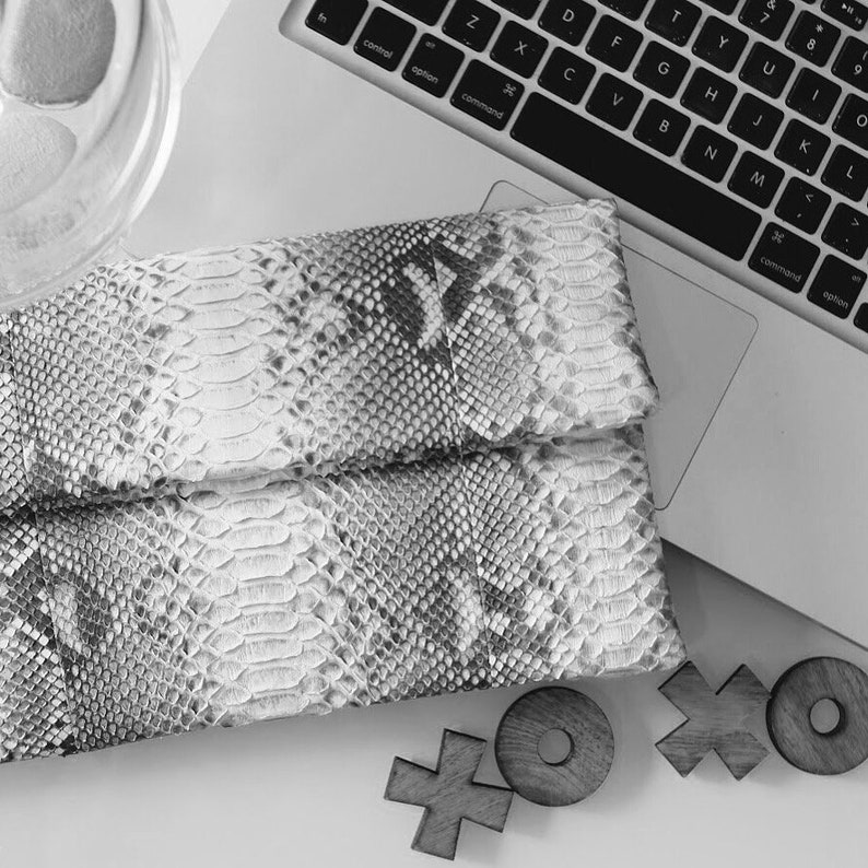 snakeskin bag foldover clutch bag leather clutch bag envelope clutch python bag Light pink snakeskin clutch