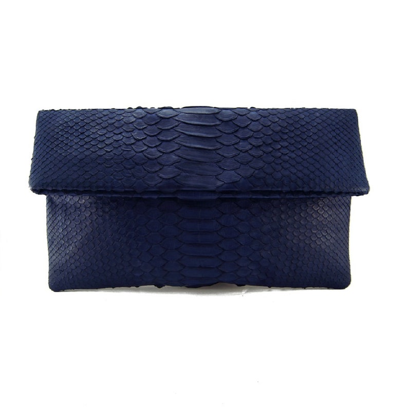 navy snakeskin clutch bag