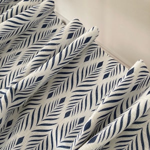 SAMPLE only - Curtains Made to Measure? Just need pole length and drop to quote - Navy/White - Linen Curtains - Feather Navy/White