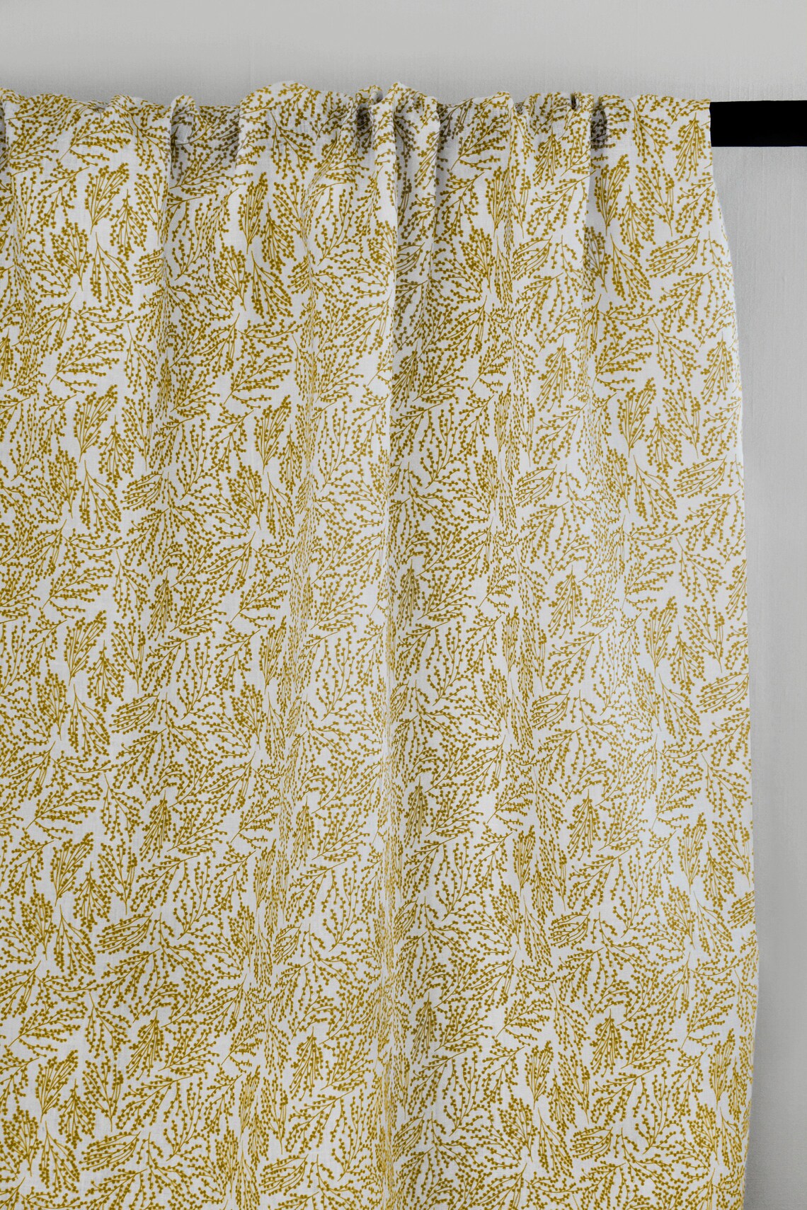 Liza TURMERIC WHITE Linen Curtain Fabric English Fabric Etsy UK