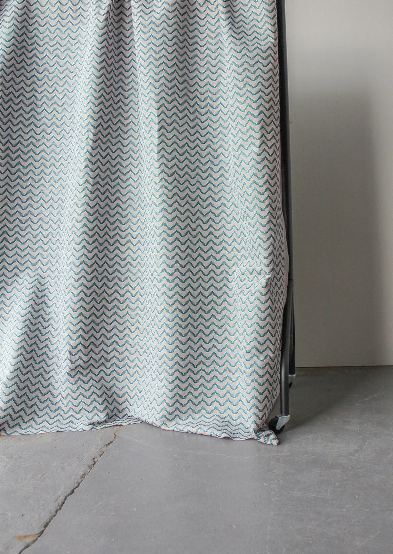 English Linen Scandi Ziggy -DUCK EGG English Fabric Modern Scandi Linen Curtain Fabric