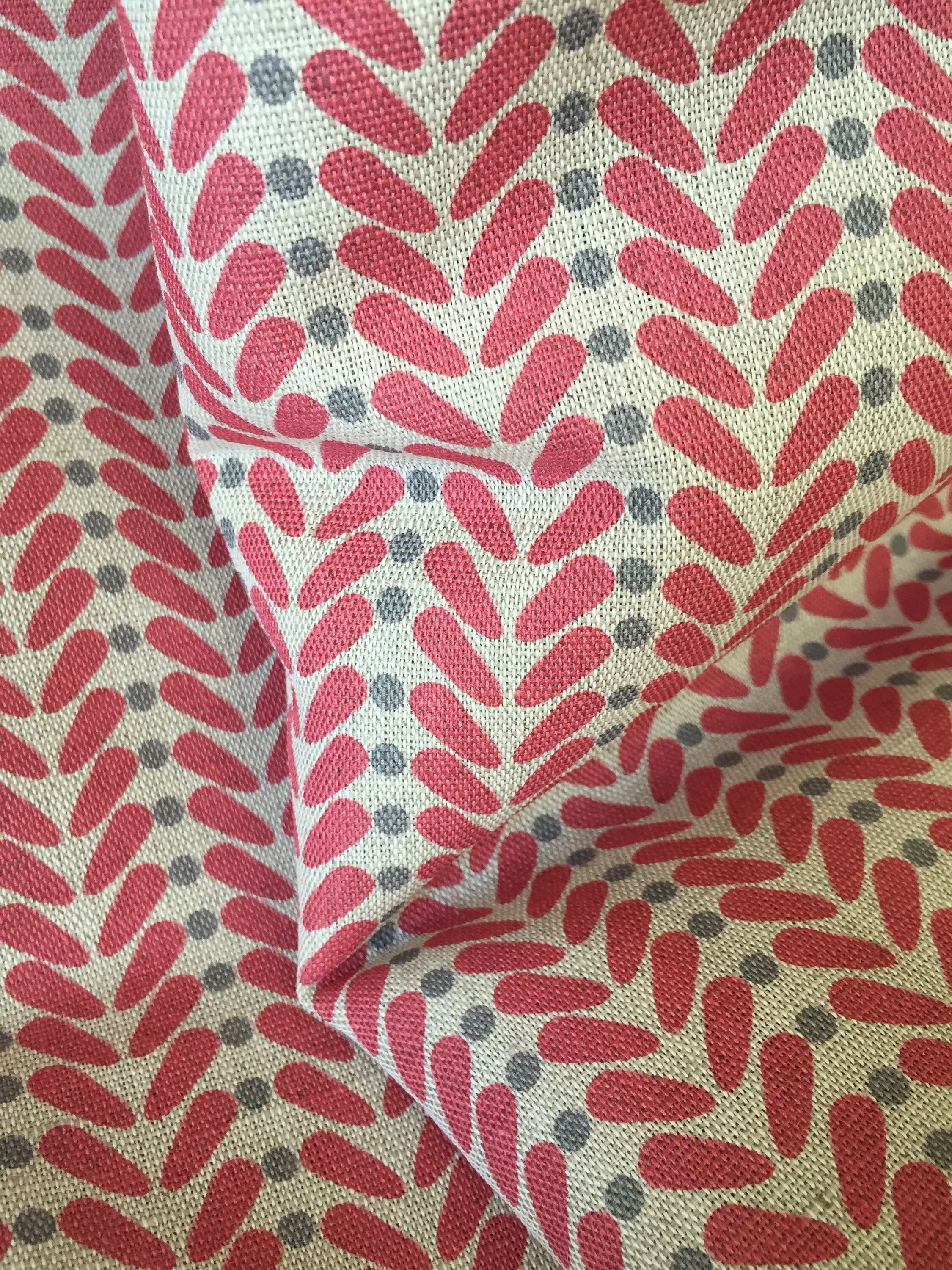 Scandi Wings Cherry Linen Curtain Fabric English Fabric Etsy UK