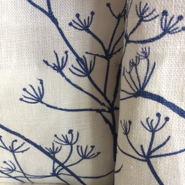 SAMPLE only - Curtains Made to Measure? Just need pole length and drop to quote - Heath Night Blue Linen Curtains