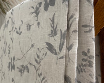 SAMPLE only - Curtains Made to Measure? Just need pole length and drop to quote - Grey White Floral Linen Curtains