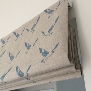 Scandi Bluebird - made to measure roman blind - Blue natural linen fabric