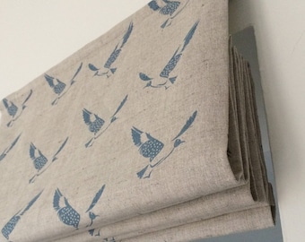 Scandi Bluebird - made to measure roman blind - Blue natural linen fabric