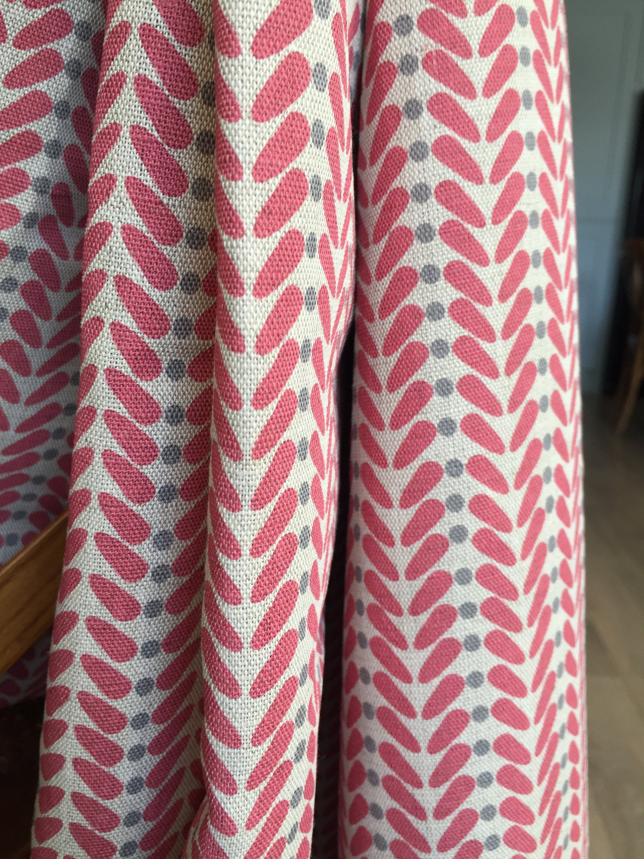 Scandi Wings Cherry Linen Curtain Fabric English Fabric Etsy UK