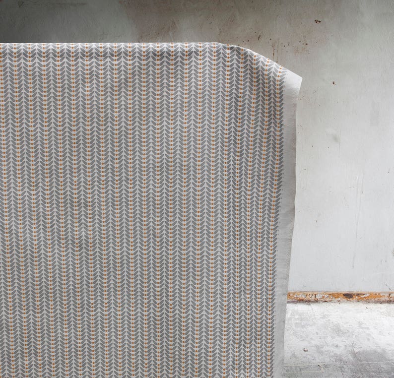 ORANGE Scandi Dots White Modern English Linen Scandi Linen Curtain Fabric English Fabric