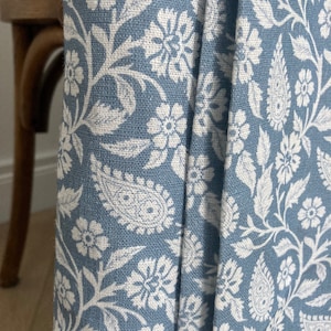 SAMPLE only - Curtains Made to Measure? Just need pole length and drop to quote - Blue Paisley White  Curtains - Linen Curtains