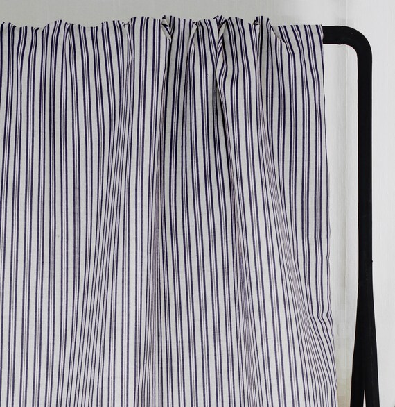 Ticking Fabric Elsa Aubergine Curtain Fabric Striped Etsy