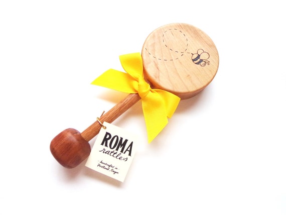Baby Bee Natural Wooden Rattle Heirloom Wood Baby Rattles - Etsy