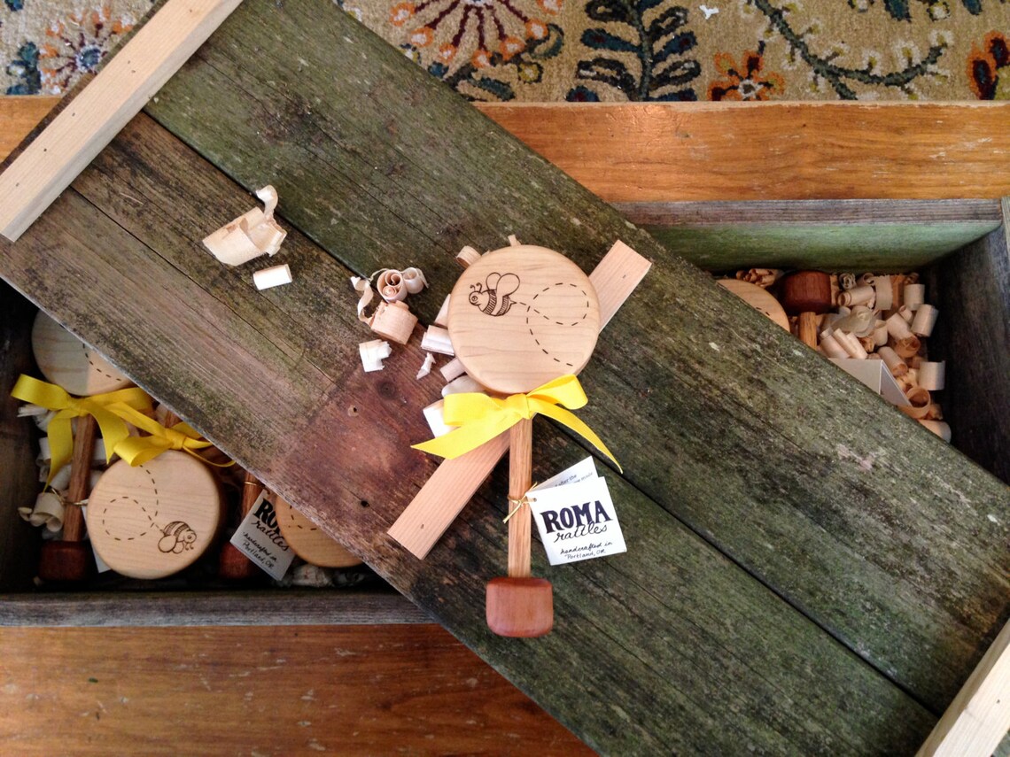 Baby Bee Natural Wooden Rattle Heirloom Wood Baby Rattles - Etsy
