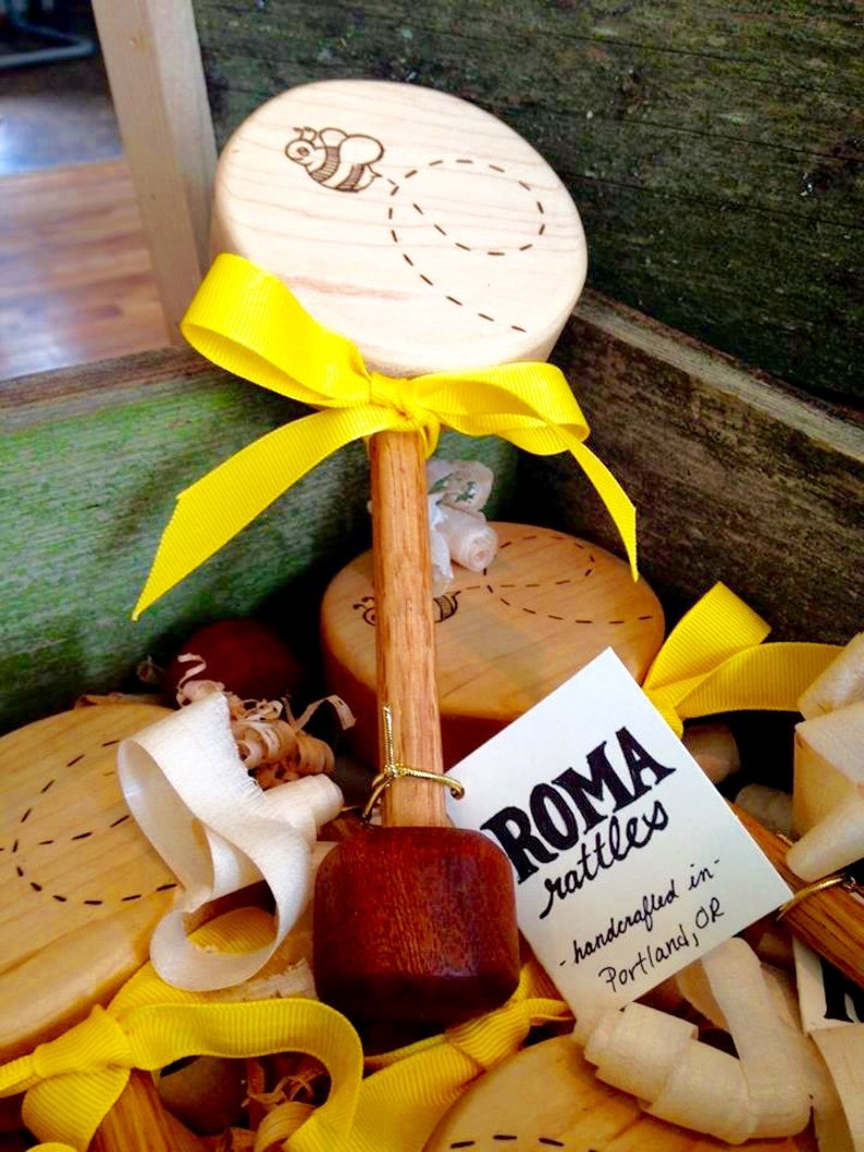 Baby Bee Natural Wooden Rattle Heirloom Wood Baby Rattles - Etsy