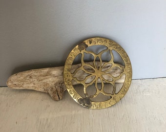 a Lot of Patina Wall Decor Mini Brass Trivet with Details Brass Decor Home Decor