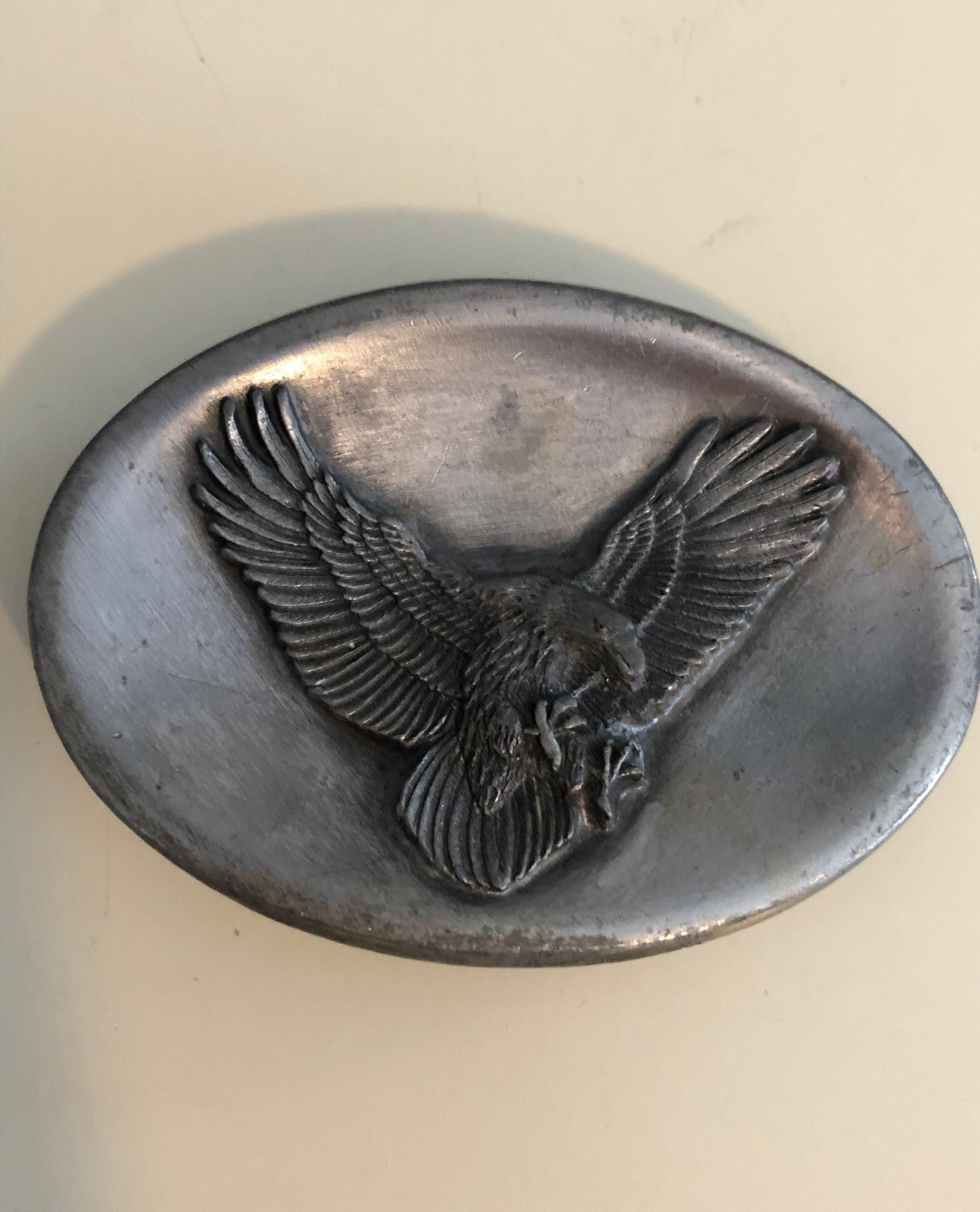 1988 Bergamot Brass Works Belt Buckle with Flying Bald Eagle Etsy
