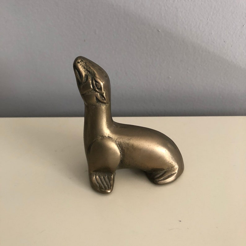 Home Decor Small Size Brass Seal figurine Brass Decor Circus Seal Solid Brass Seal Figurine Brass Figures