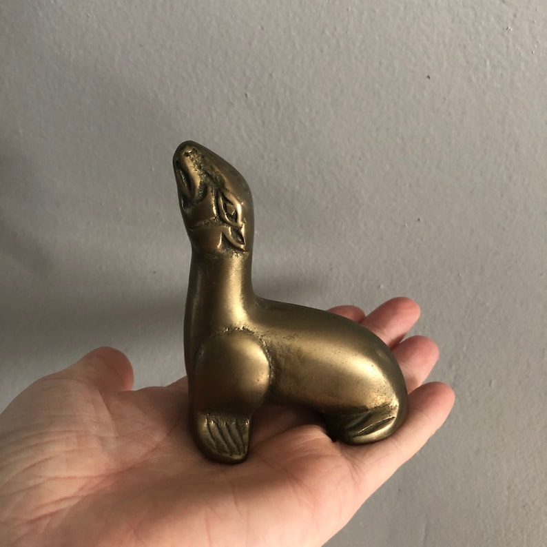 Home Decor Small Size Brass Seal figurine Brass Decor Circus Seal Solid Brass Seal Figurine Brass Figures