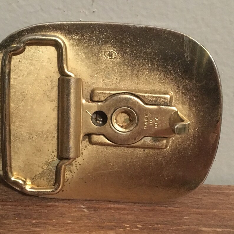 Brass Belt Buckle with Black Background and Horse Horse Brass Buckle