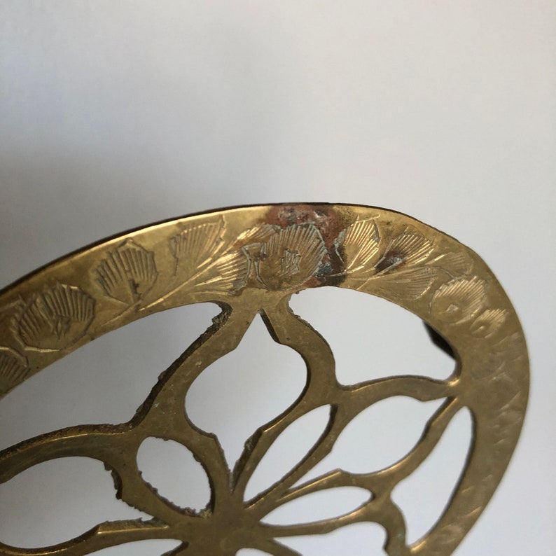 a Lot of Patina Wall Decor Mini Brass Trivet with Details Brass Decor Home Decor