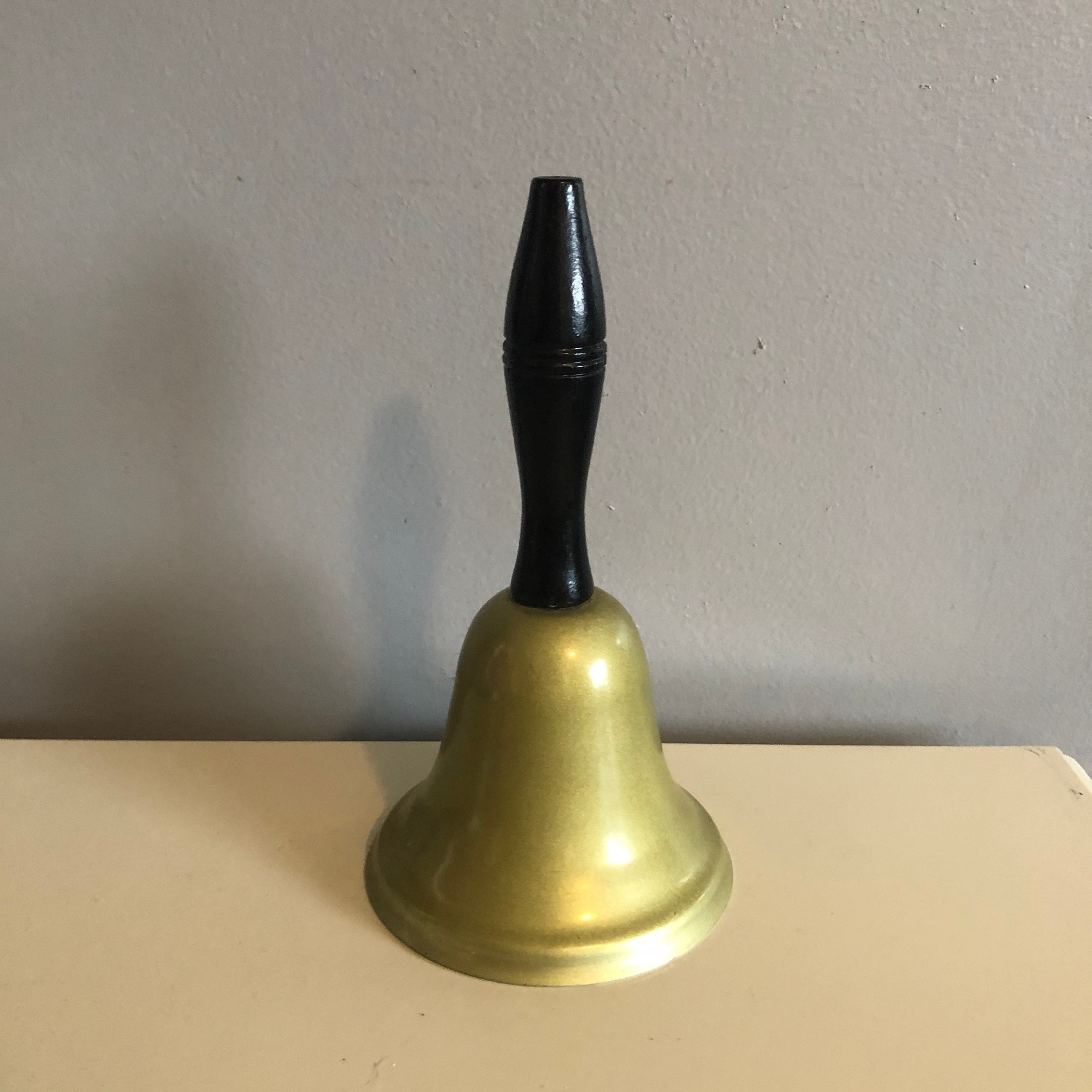 Vintage School Bell Lunch Bell Hand Bell With Wooden Handle Etsy