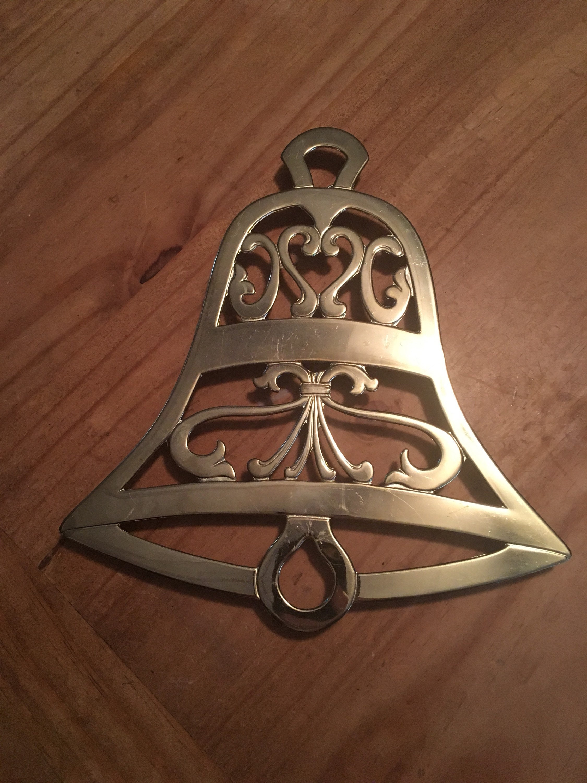 Brass Silver Plated Holiday Trivet Christmas Bell Trivet Etsy