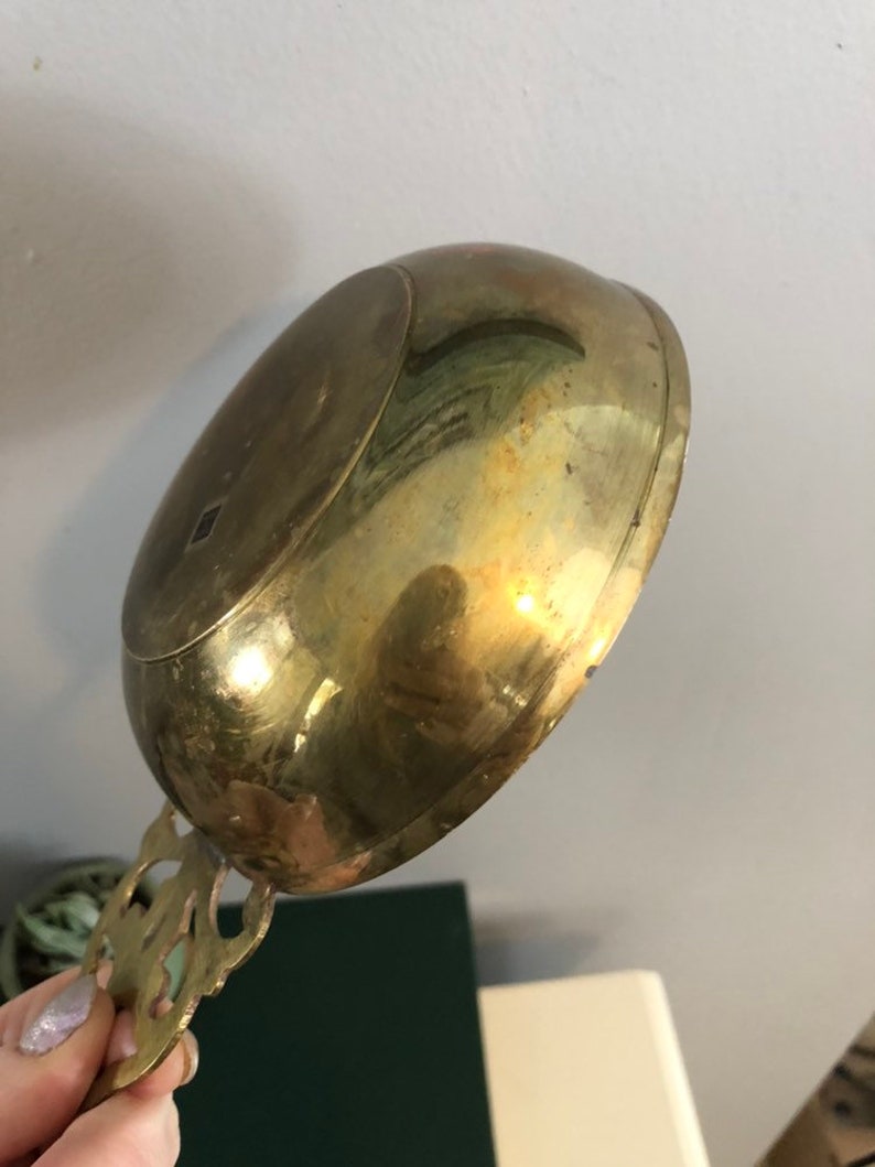 Change Holder Home Decor Brass Bowl with Decorative Handle Trinket Dish