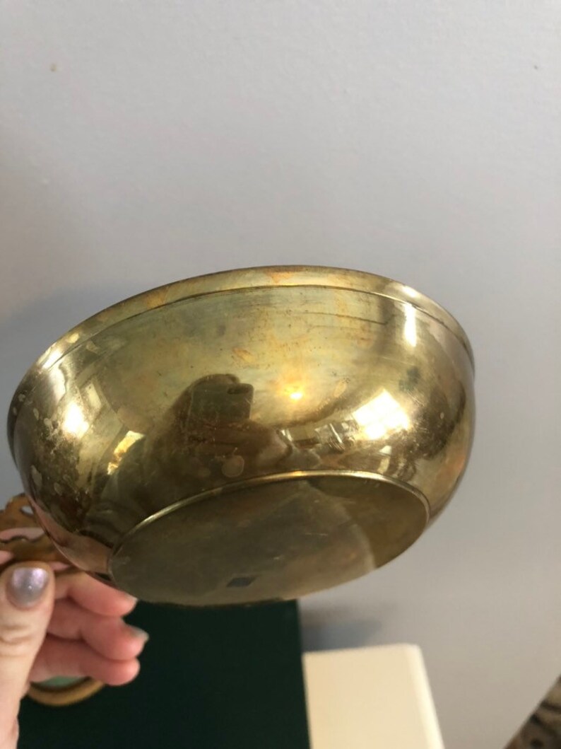 Change Holder Home Decor Brass Bowl with Decorative Handle Trinket Dish