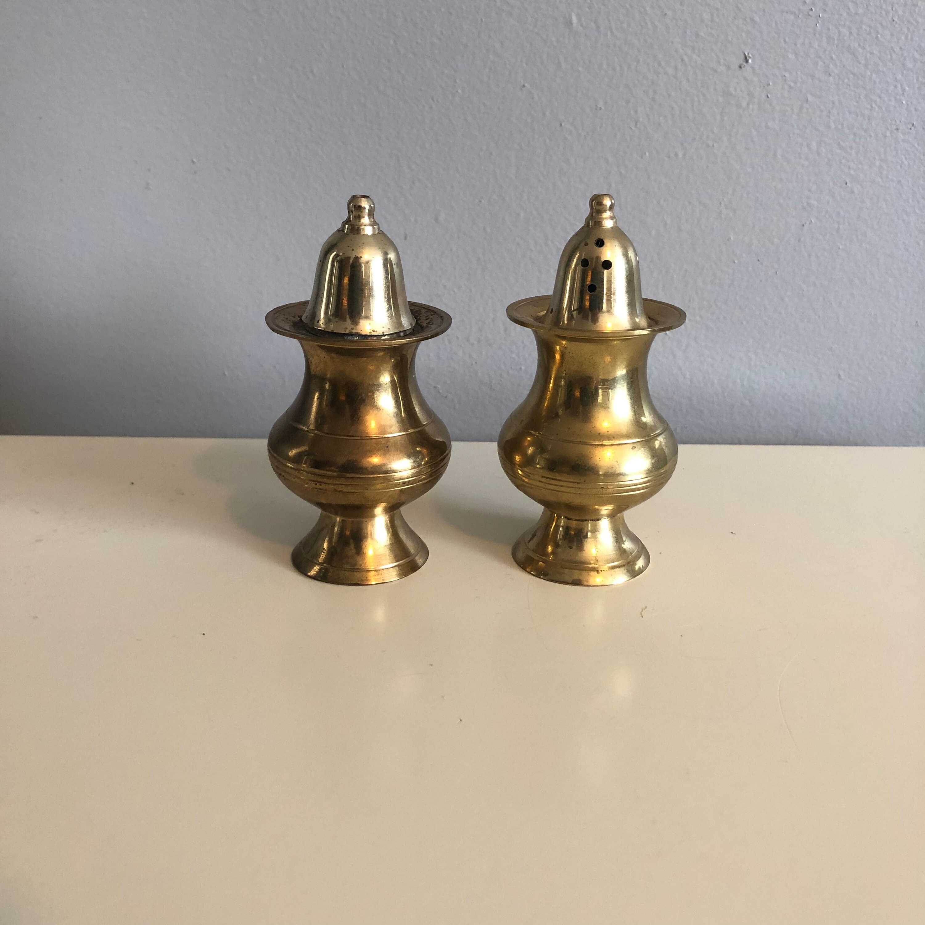 Brass Salt and Pepper Shakers Decorative Pieces Salt Etsy