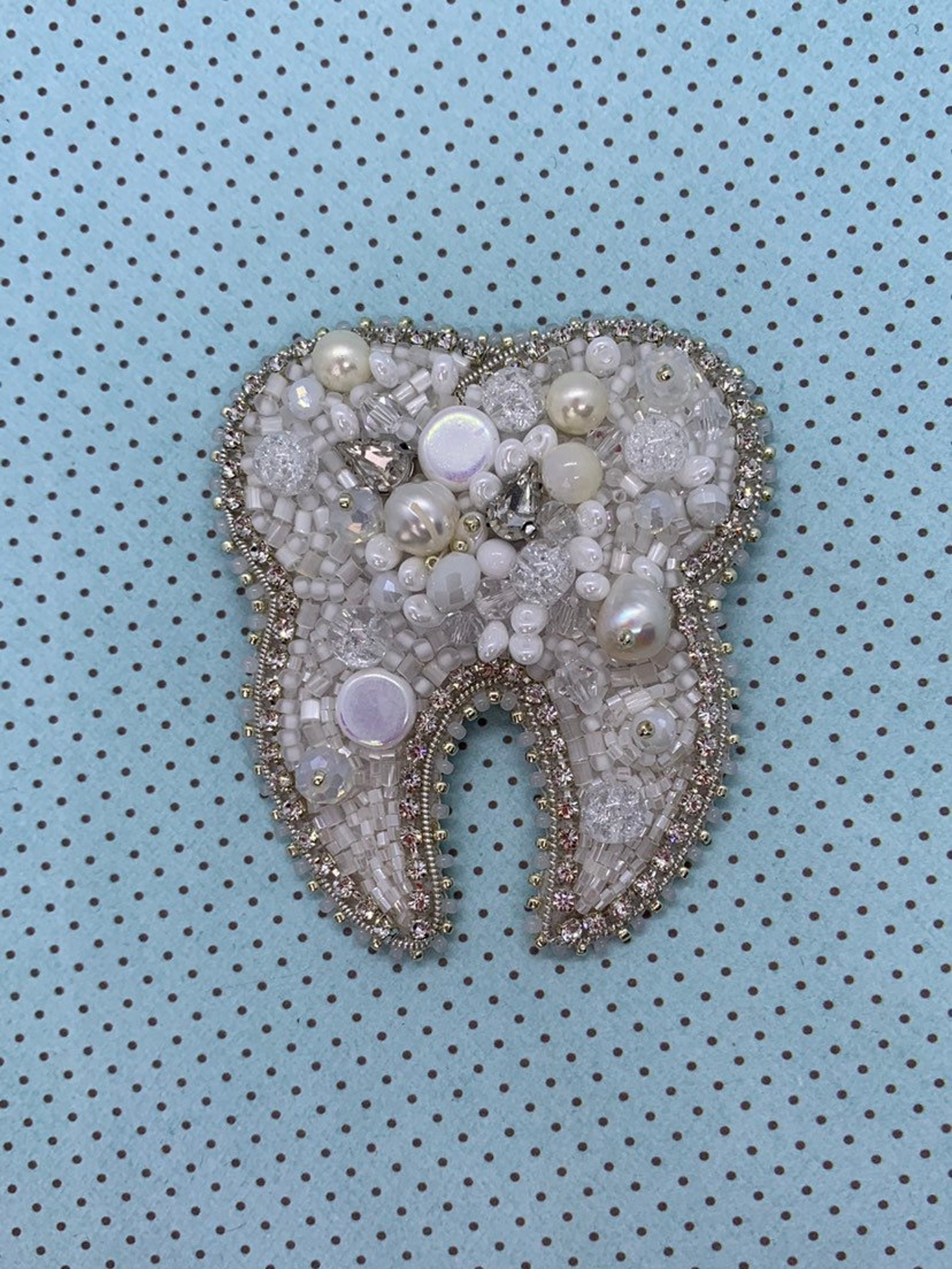 Dentist Brooch dent Perls Crystals Beaded Etsy UK