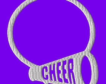 Cheerleader Megaphone, monogram frame- Embroidery File, Cheerleader Megaphone, monogram frame Digital Download