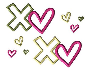 XOXO Hearts, Applique - Embroidery File, Valentines Design, XOXO Hearts, Digital Download