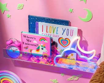 RAINBOW Acrylic Montessori Kids Iridescent Floating Bookshelves