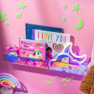 RAINBOW Acrylic Montessori Kids Iridescent Floating Bookshelves