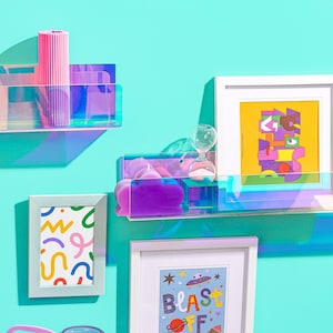 RAINBOW Acrylic Montessori Kids Iridescent Floating Bookshelves