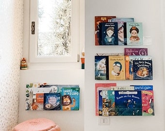 Transparente schwimmende Bücherregale aus Acryl für Montessori-Kinder