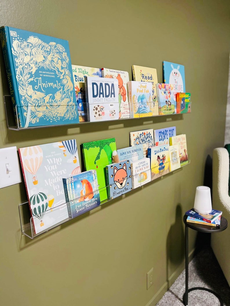 Acrylic Montessori Kids Clear Floating Bookshelves Etsy